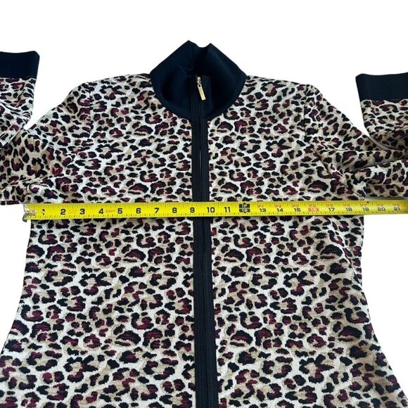Vintage Misook Animal Print Jacket Full Zip Leopard Cheetah Sweater  Size Small - Picture 6 of 7